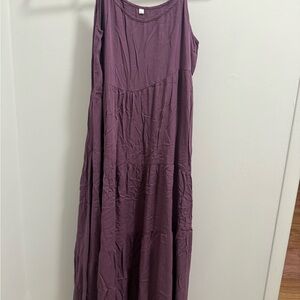 Sleeveless Mauve Tiered Maxi Dress - Women